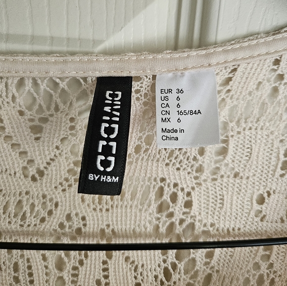 Divided H&M 6 Cream Ivory Lacey Dress Eith Slip Excellent - Picture 3 of 6
